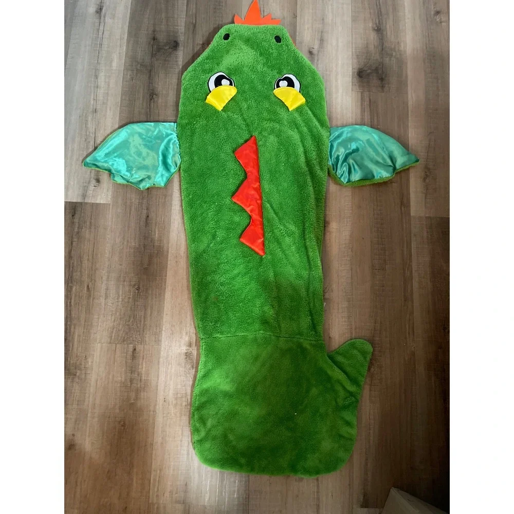 Snuggie Tails Dragon Wearable Blanket Kids One Size Green Excellent Plush Fleece